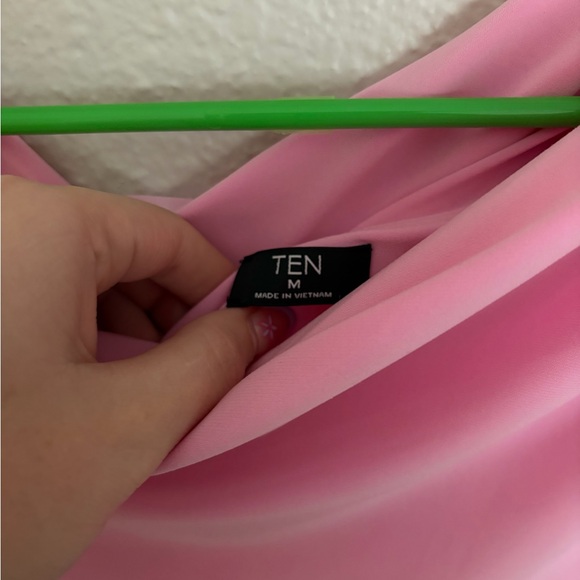 Aritzia Pink Ruched Pink Off The Shoulder Drop Waist Mini Dress - Picture 5 of 6